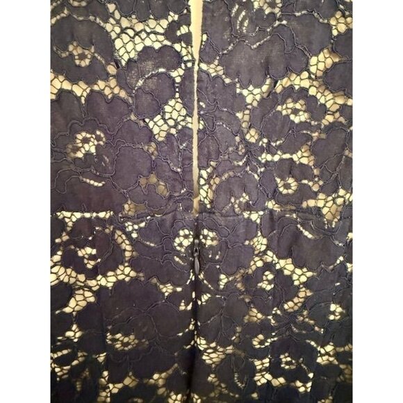 Navy Blue 10 Sleeveless Lace Dress Bodycon Romantic Holiday Party Sheer Glam - Picture 3 of 10